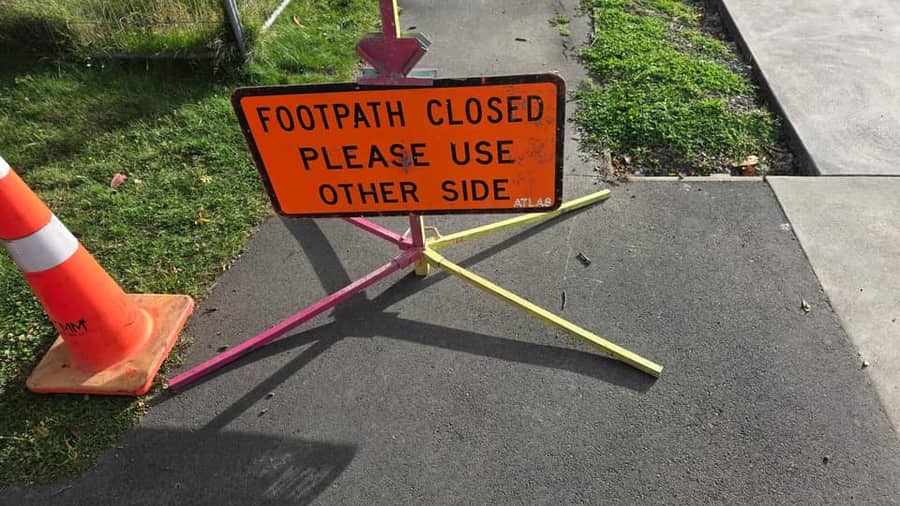 Footpath closure TMP guide support for New Zealand TMP and CAR documentation